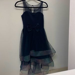 All black dress with multi color bottom